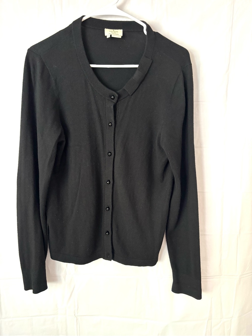 kate spade Black Wool Button-Front Bow Cardigan SZ M Gently Worn